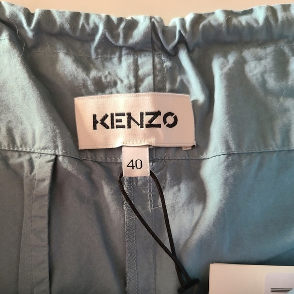 KENZO Belted Wide Leg Pants, Size 8, Blue, NWT - Picture 13 of 16